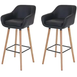 Décoshop26 - Set aus 2 Barhockern/Tresenstühlen mit Fußstützen aus schwarzem PVC 04_0000171