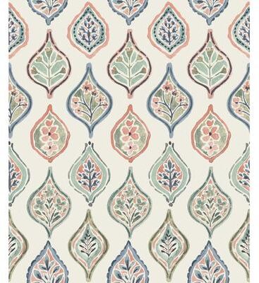 York Wallcoverings Marketplace Motif Off White & Green Wallpaper