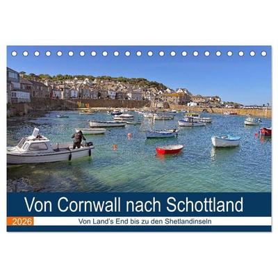 Von Cornwall nach Schottland (Tischkalender 2026 DIN A5 quer), CALVENDO Monatskalender