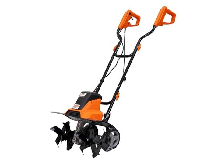 Ruris Elektrische Motorhacke 160RE – 1600 W, Breite 450 mm, Tiefe 220 mm, 24 Messer, elektronische Bremse, 2 Räder, leicht und leise, Orange