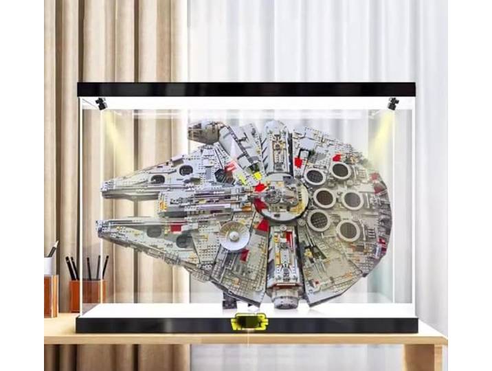 Caikbms Vitrine Acryl Kompatibel Mit Le-go 75192 Millenium Falcon, Staubdichte Vitrine Für Das Bausteinmodell 75192 (Modell Nicht Im Lieferumfang Enthalten) (Mit Strahlern A
