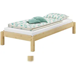 Erst-Holz Kurzes Stapelbett 90x190 stapelbare Liege Kiefer Massivholzbett V-60.48-09-190 Rollrost inkl.