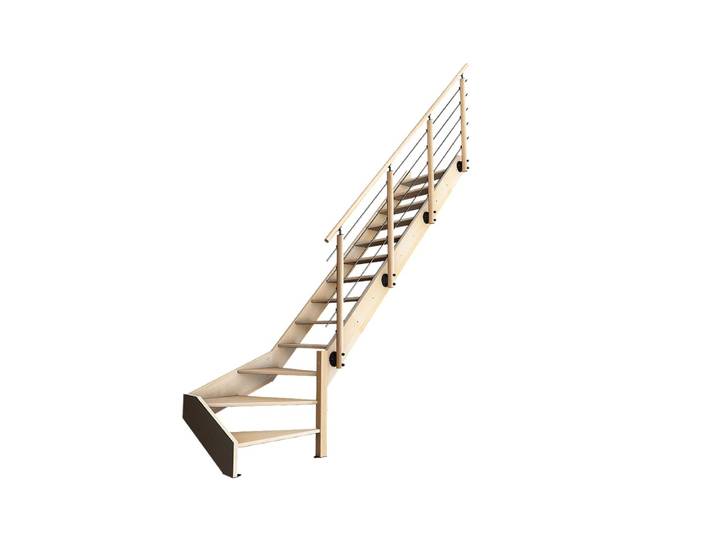 Kit escalier NOSTRA 1/4 tournant droit avec 13 marches et garde-corps