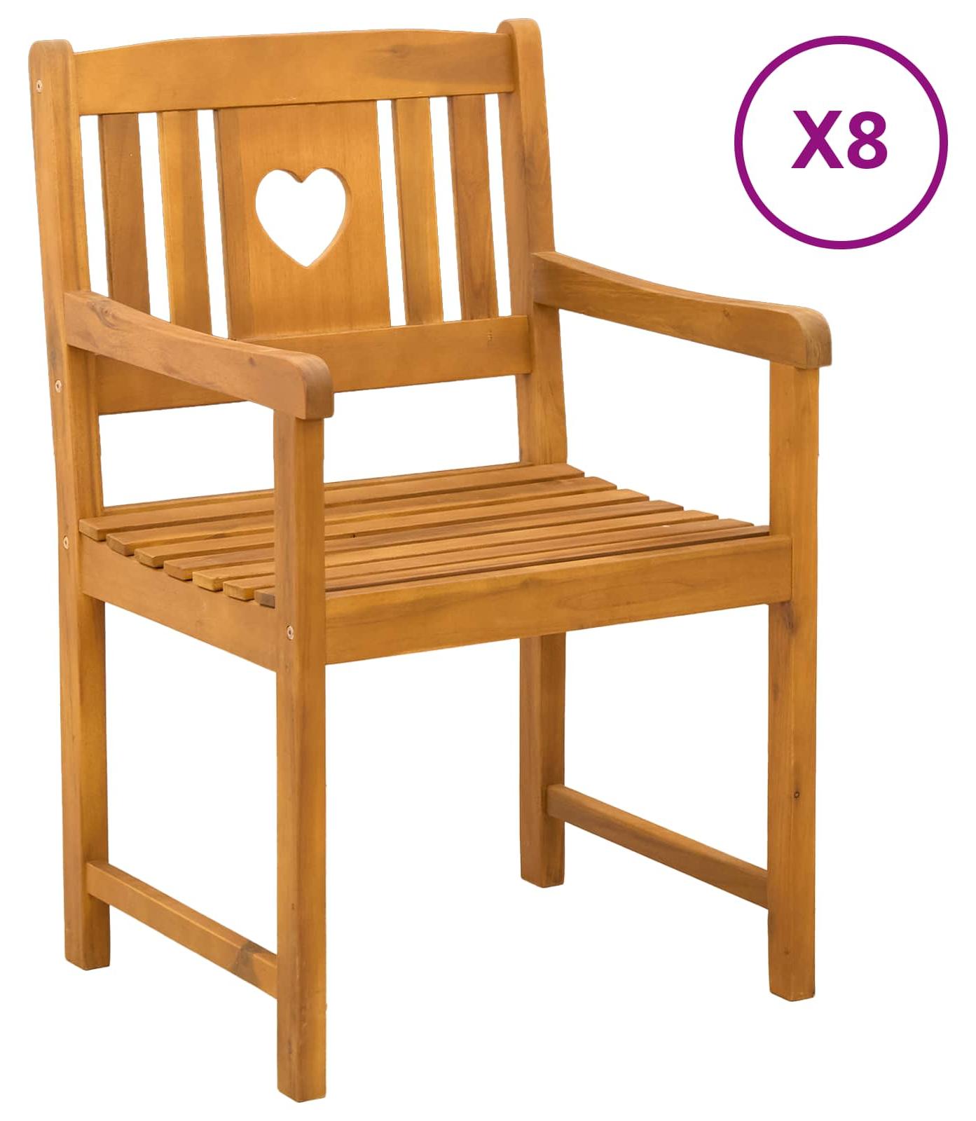 vidaXL Gartenstühle 8 stk. Natur Massives Akazienholz