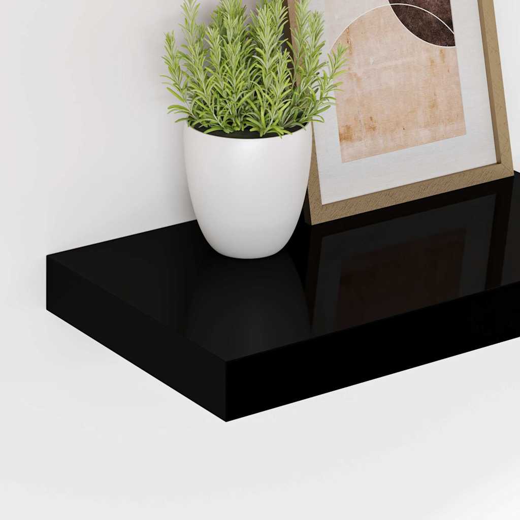 vidaXL Étagère murale flottante 2 pcs Noir brillant 40x23,5x3,8 cm MDF