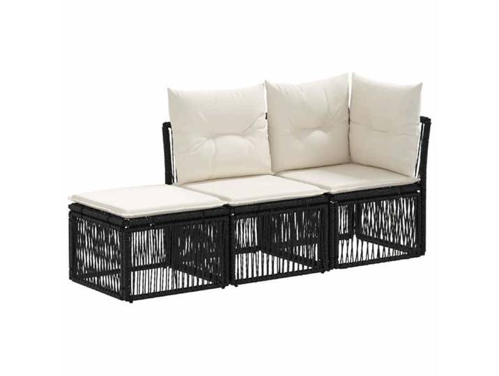 Elégance - Chic Sofa de jardin - extérieur - Ensemble de canapé de jardin - 3 pcs - 3 - Nombre de places - Noir - 62x62x70cm_058558
