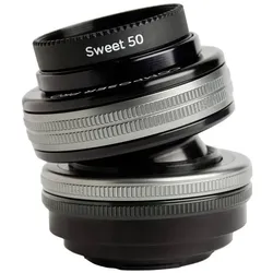 Lensbaby Composer Pro II inkl. Sweet 50 Optik Fuji X-Mount (Fujifilm X, APS-C / DX, Vollformat), Objektiv, Schwarz, Silber