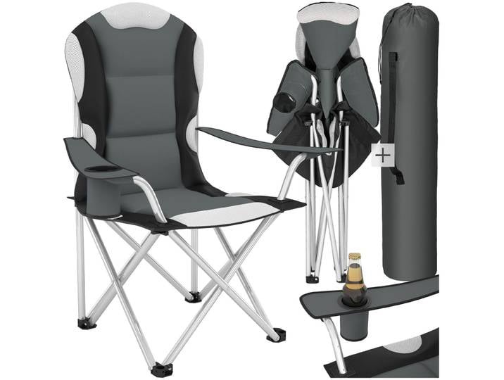 Chaise pliante avec rembourrage - gris, par pièce