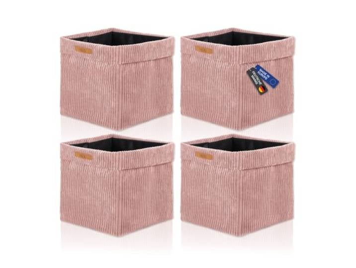 Lycce Boîtes Kallax en tissu de corde\, lot de 4 boîtes de rangement pliables 33 x 33 x H31 cm avec housse en corde amovible et lavable boîtes d'organisation adaptées pour l'étagère Kallax rose