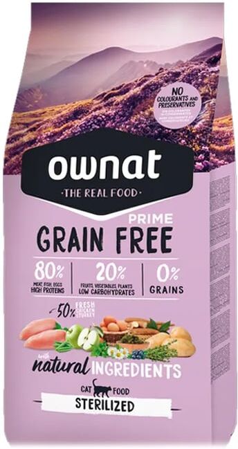 Ownat Prime Grain Free Ração Gato Estirilazado 8 Kg