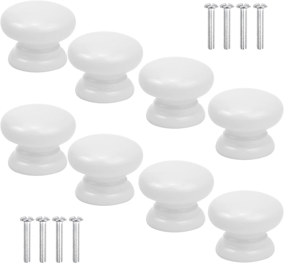 8 Stuks Witte Houten Ronde Deurknoppen voor Meubels