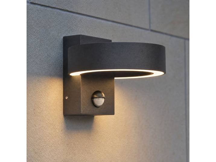 LED-Außenwandleuchte, Sensor, schwarz, CCT, Metall, IP65 - Lucande Nirella - Modern - Einflammig