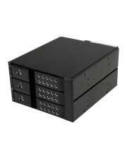 StarTech.com 3-fach 3,5" trägerloser SATA Festplatten Aluminium Wechselrahmen Backplane Mobiles Speicher-Rack 6,4 cm 2.5" Schwarz (HSB3SATSASBA)
