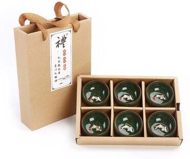 Uplift Treasures 3D Golden Fish China Tea Cup Set 6 Pcs c