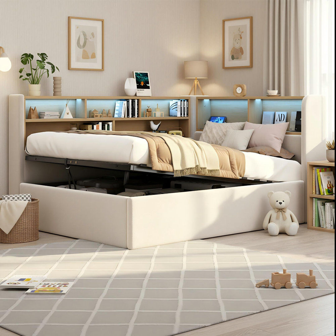 17 Stories Upholstered Velvet Daybed Beige