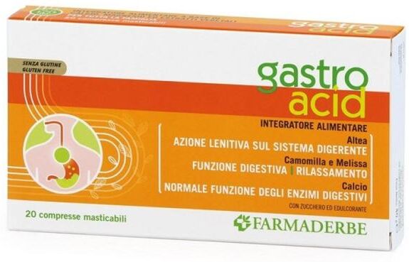 Farmaderbe Gastro Acid 20 Compresse Masticabili Calcio Magnesio Senza Glutine