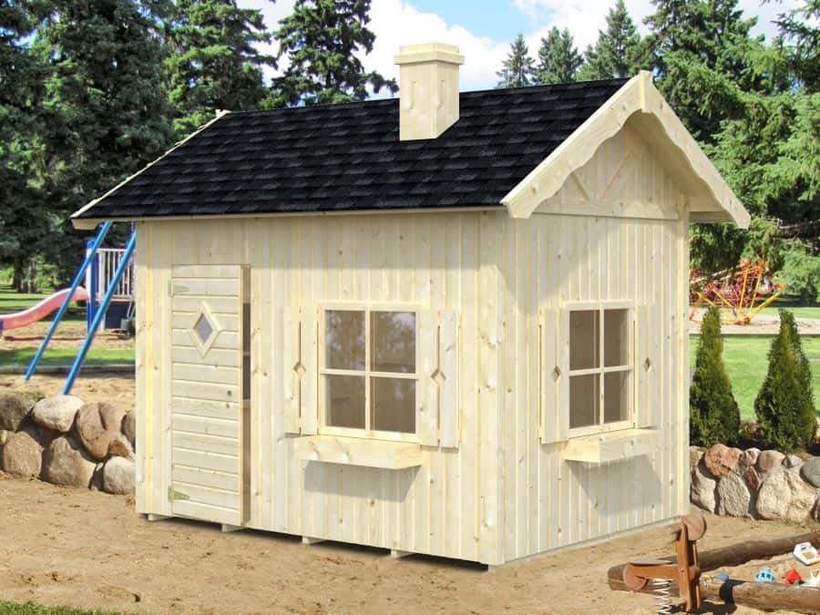 Palmako Kinderspielhaus Grete 3,7 m² aus Holz Kinderspielhaus mit 16 mm Wandstärke Kinderhaus Fußboden inklusive Holzhaus Kinder 4,08 m² Satteldach