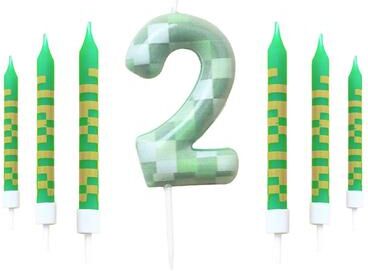 Uplifted Goods 7 Piece Green Digital Cake Candle Set 2
