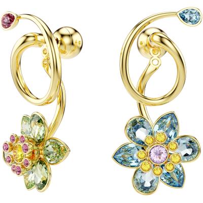 Paar Ohrstecker SWAROVSKI "Schmuck Geschenk Idyllia Drop-Ohrhänger Blume", gold (gelbgoldfarben, metallfarben, blau, grün, gelb, lila, rosa,, blau, grün, gelb, lila, rosa,), Ohrringe, Damen, Metall, mit Swarovski Kristall