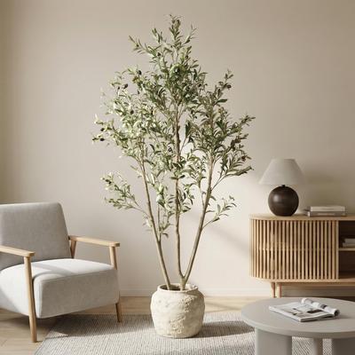 Kodotan sofa "6"" Artificial Olive Tree in Plastic Black Pot, 1pc/set"