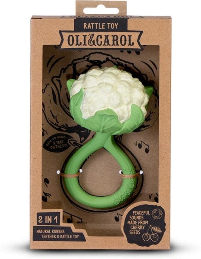 Rassel "Oli&Carol Cauliflower", Baby, grün (grün, weiß), Kautschuk, Greifspielzeug Rassel grün, weiß Einheitsgröße