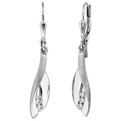 Paar Ohrhänger JOBO, weiß (weißgold 375), Ohrringe, Damen, Weißgold 375, 375 Weißgold mit Zirkonia