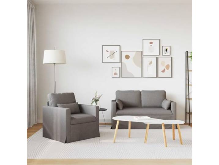 KTHLBRH Sofa-Set, 2-teilig, Taupe, 139 x 78 x 80 cm, Stoff Gestell aus Metall, Armlehnen aus Holz, ergonomischer Sitz, Schaumstoff und Faser, Verwendung im Innenbereich