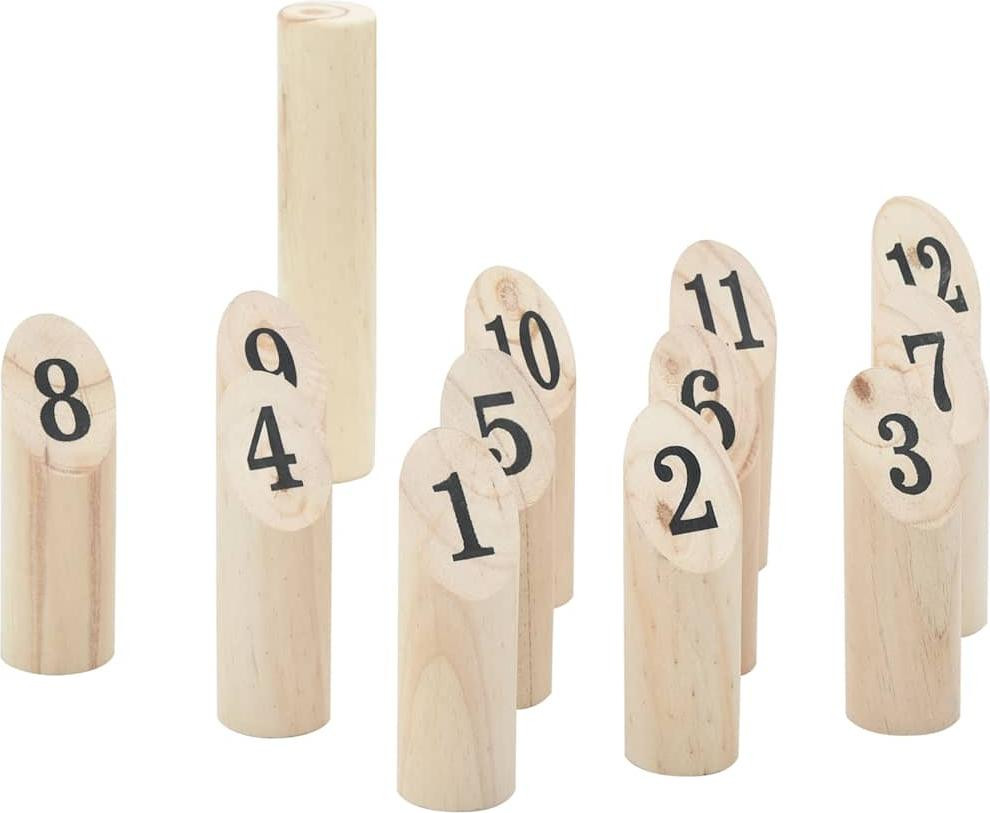 vidaXL 13-delig Kubb-spelset met draagtas van massief grenenhout