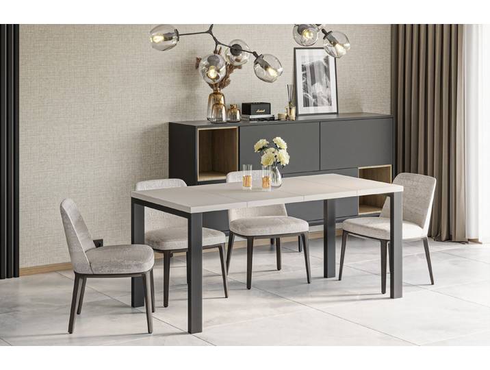 Endo-Moebel Kulissen-Esstisch Garant 80 80-170cm ausziehbar erweiterbar Metallgestell Küchentisch, elegantes & modernes Design, leichter Aufbau, 45cm Erweiterungsplatten