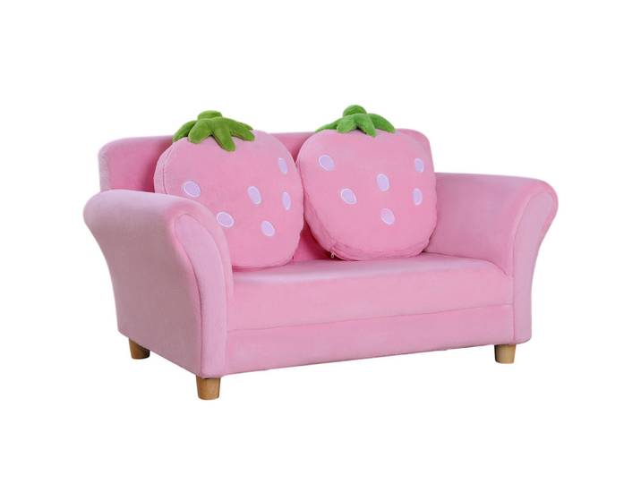Homcom Kindersofa, Rosa, Holz, 53x48x90 cm, Baby- und Kindermöbel, Babyzimmer, Kindersessel & Kindertische