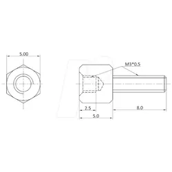 ECON D3X05A5MT - Abstandsbolzen Messing M3 5 mm Innen/Außen