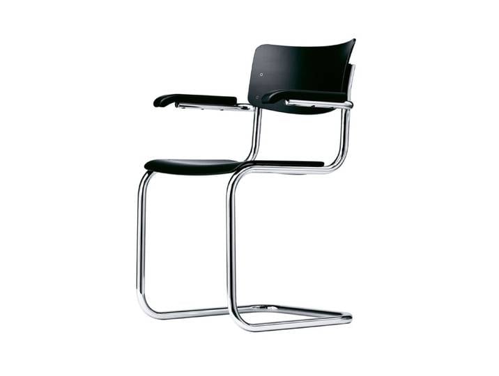 Thonet Esszimmerstuhl S43F braun Armlehnstuhl Buche schwarz 55x83x53 cm