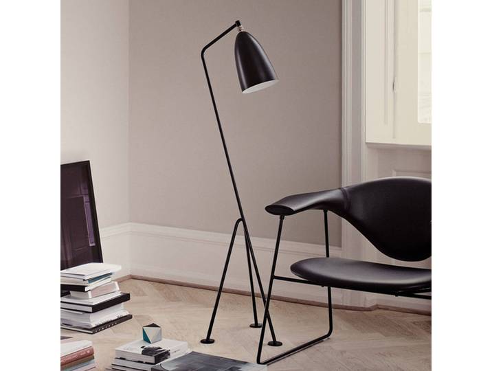 Design vloerlamp Gräshoppa, zwart, Woon-/ Eetkamer, metaal, Design, vloerlamp