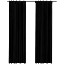 vidaXL Verdunkelungsvorhänge Haken Leinenoptik 2Stk. Schwarz 140x245cm