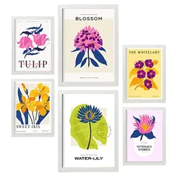 POSTER Set Mit 6 Blumen Süße Natur Und Botanikdrucke Für Innenarchitektur A3 & A4 Weißer Rahmen