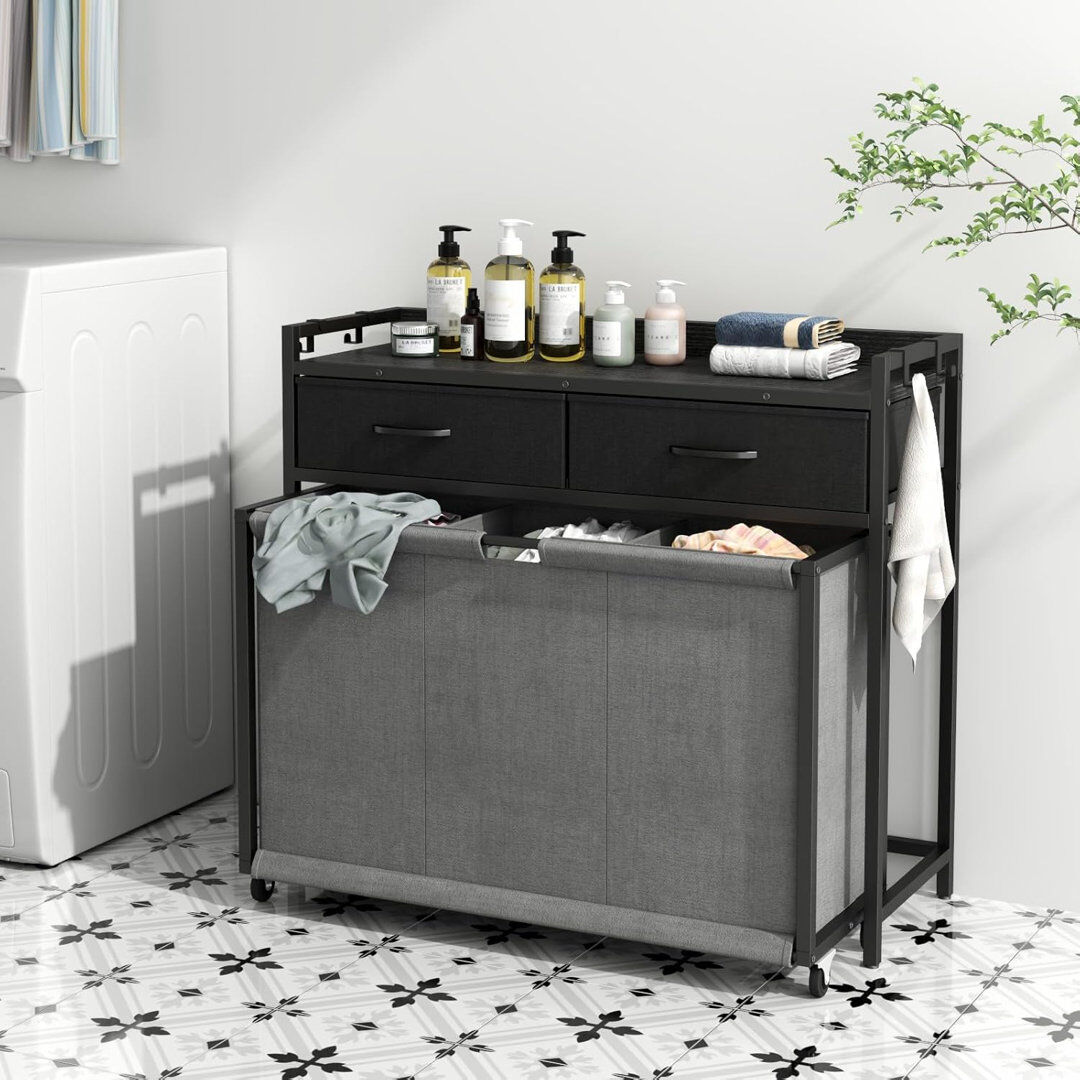 Rio Laundry Sorter with 3 Section Compartment 80.7cm H X 83cm W X 32cm D