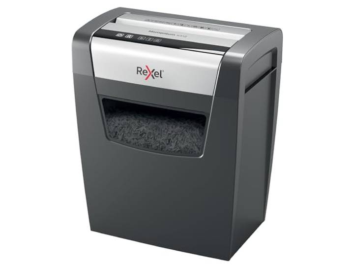 Rexel Aktenvernichter Momentum Slimline X312-SL, Partikelschnitt, 13-12 Blatt A4 (70-80 g/m²) Kapazität, Sicherheitsstufe P3, 23L Abfallbehälter, Schredder, schwarz, 2104574EU