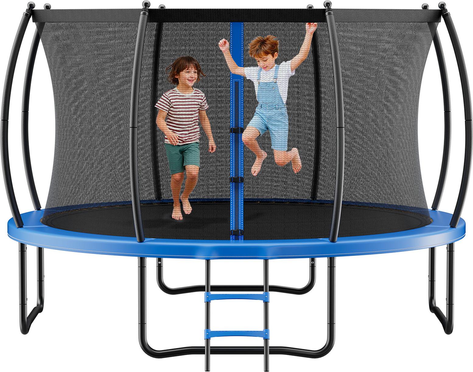 VEVOR Outdoor Trampolin Bodentrampolin 427 x 427 cm mit Sicherheitsnetz & verdickter Polsterung, ASTM-, Hochleistungstrampolin, max. 204 kg belastbares Gartentrampolin für Kinder
