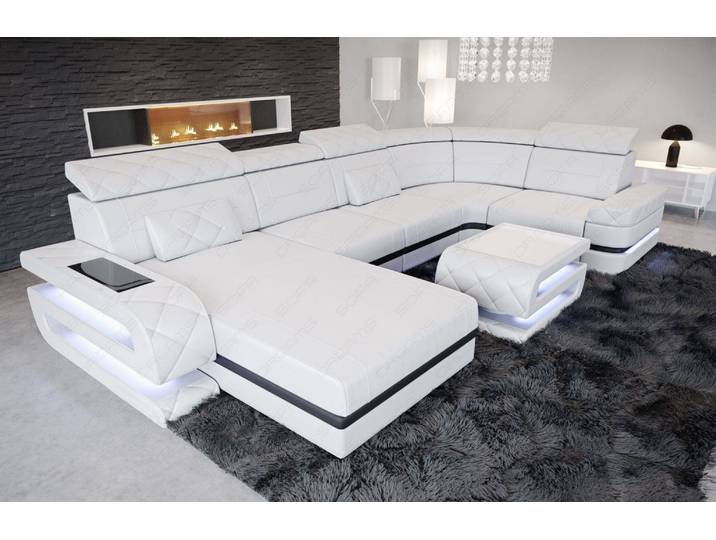Sofa Bologna Luxurios U-Form in Leder
