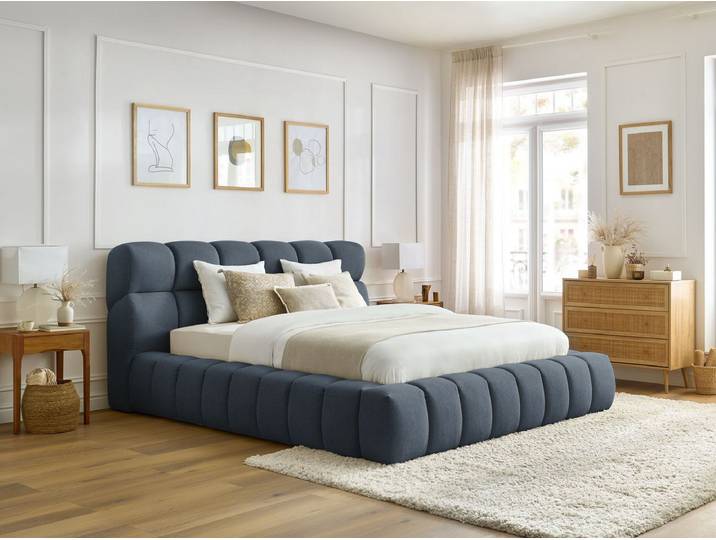 Lit coffre MONT-BLANC tissu chiné 140x190