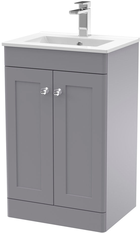 Nuie Classique 500 mm Freestanding Single Vanity with Drop In Basin Satin Grey 500mm W