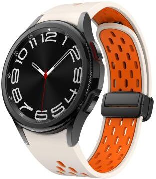 Everyday Crate Kalebol Magnetic Samsung Galaxy Watch Band Two Color Silicone Watch Strap For Galaxy Watch 4 5 6 7 FE starlight Orange