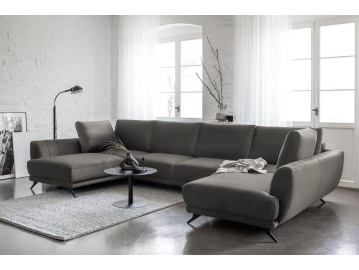 Myhomelando Wohnlandschaft Larco, Loco-Stoff, mit Schlaffunktion, Bettkasten und lose Rückenkissen