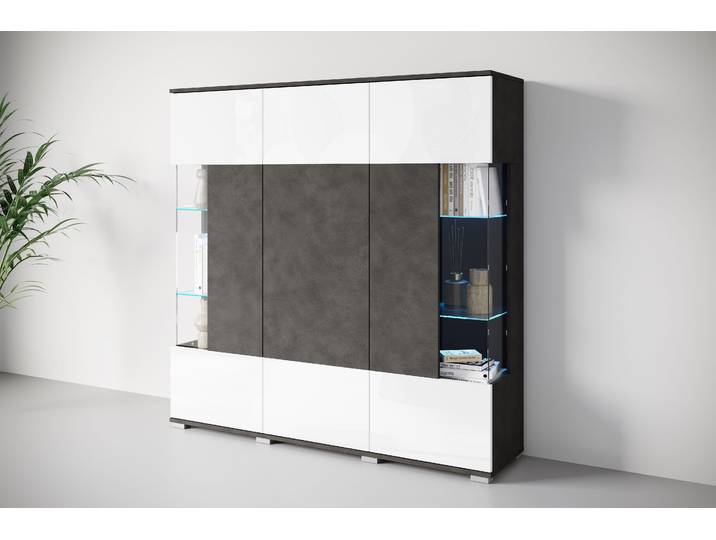 GOODproduct Kenia 1 Stk. tlg. Modernes Highboard, mit Glastüren, Breite 135 cm