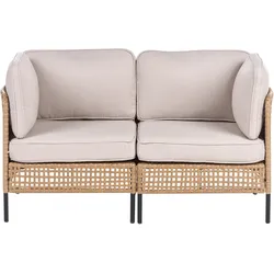 GARTENSOFA 2-Sitzer Polyrattan Hellbeige Omegana