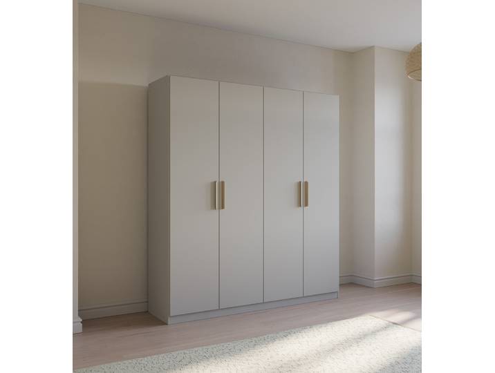 Kleiderschrank Drehtürenschrank Quadra-Spin , 4-türig , seidengrau , 181x210 , Griff Skandi