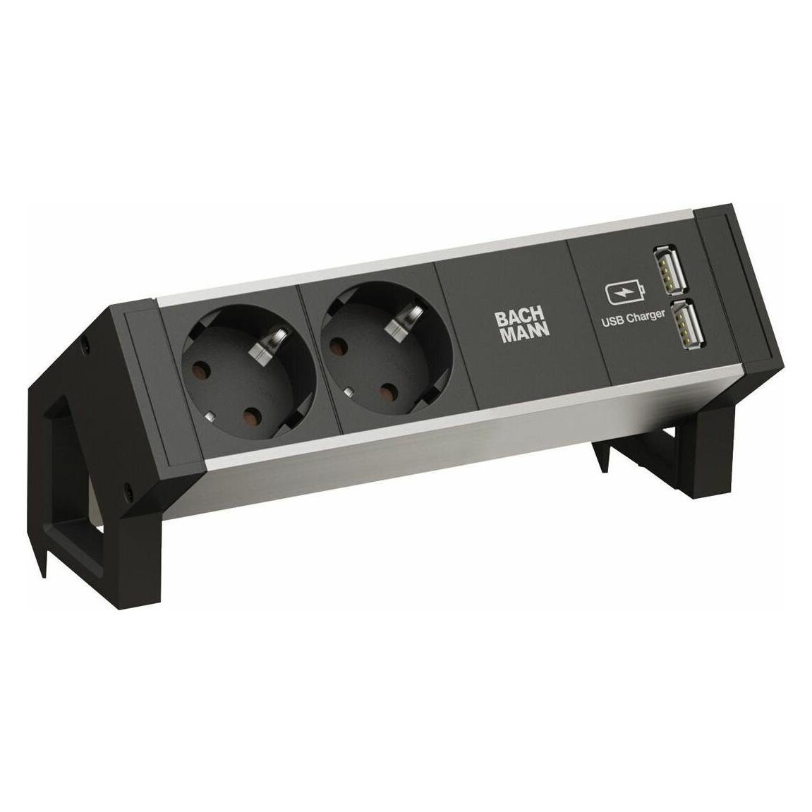 Bachmann Desk 2 Alu Black (4x, CEE 7/3, USB-A) (937.111)