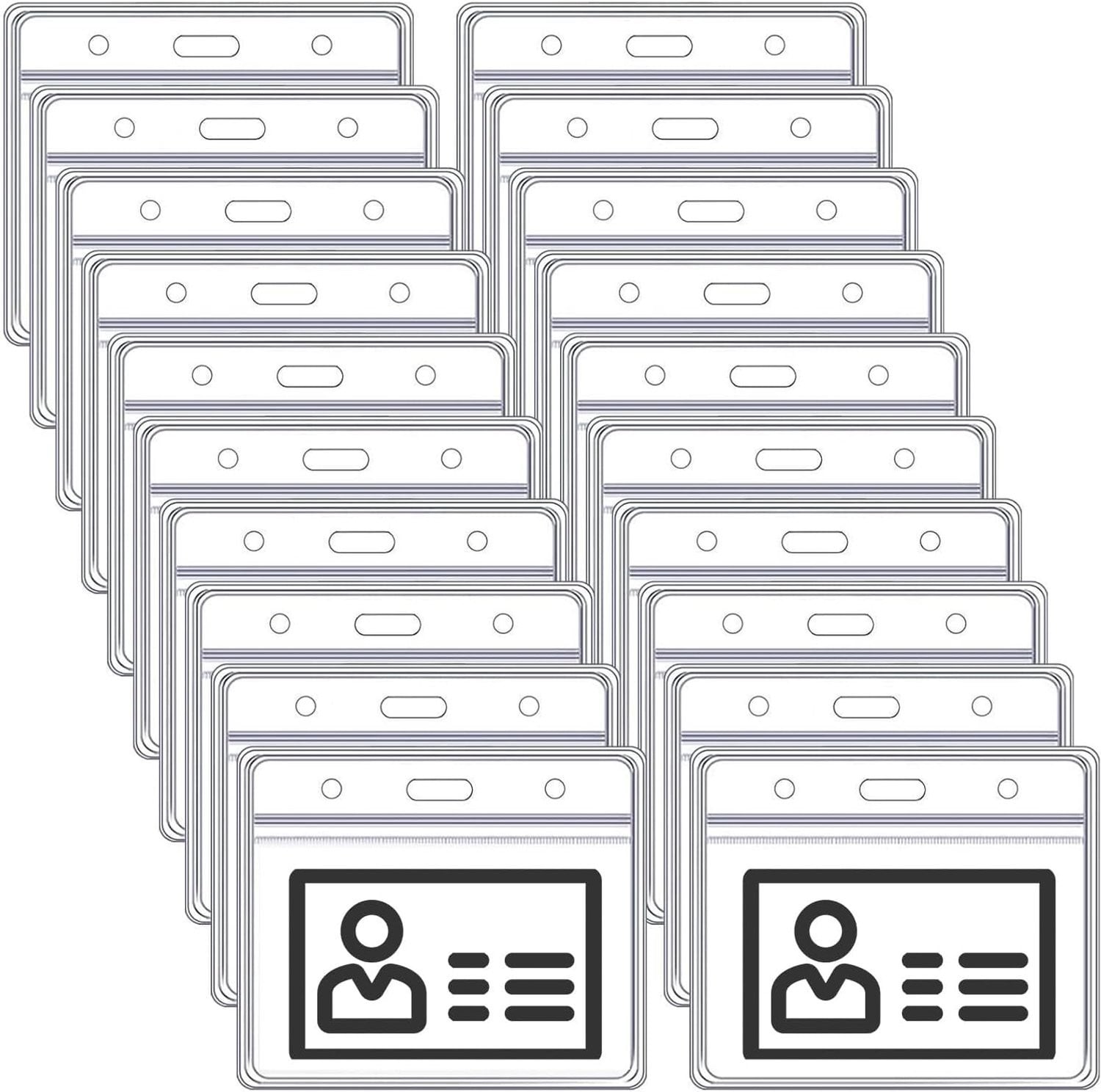 25 Stuks PVC Kaart Houder - Horizontale Badgehouders met Lanyard en Waterdichte ID Kaart Beschermers