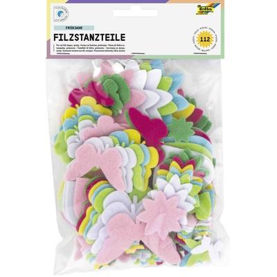 Folia Filzstanzteile FRÜHJAHR, 112 Teile, farbig sortiert, selbstklebend