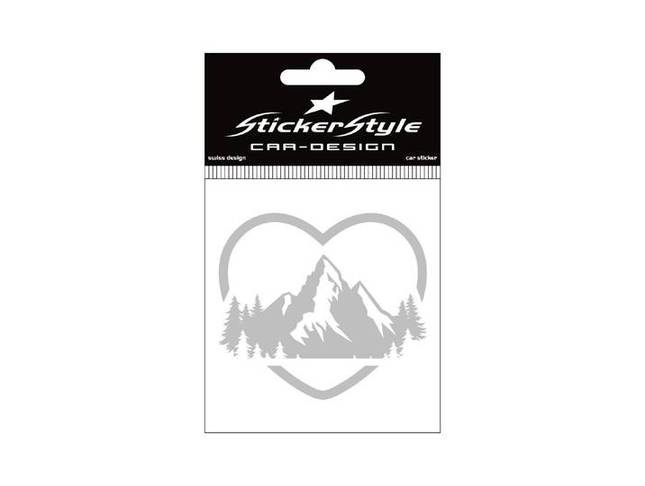 StickerStyle Sticker Herz Berge silber